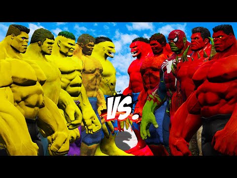 TEAM YELLOW HULK VS TEAM RED HULK - HULK BATTLE - EPIC SUPERHEROES WAR