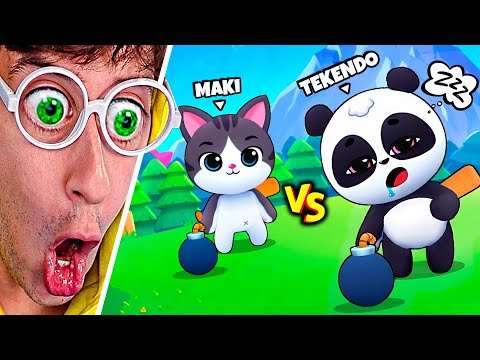 🐼 PANDA vs GATO 😹 por 10.000 Gemas Stumble Guys 🤑!! - (Bombergrounds) TEKENDO