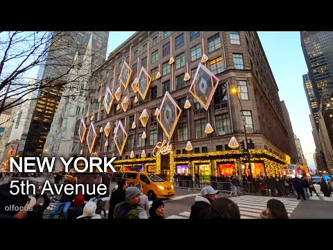 New York - Christmas 2025 walk 5th Ave  Bryant Park  NYC 4К 60fps