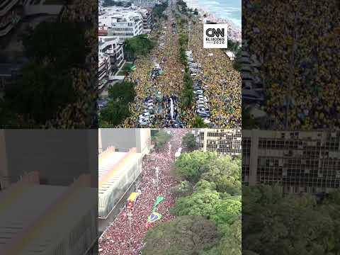 Confira imagens aéreas dos atos de Flávio e Lula na véspera da eleição
