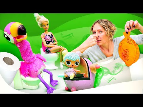 Spielspaß mit Barbie und Nicole. Das Fischessen. Puppen Video auf Deutsch