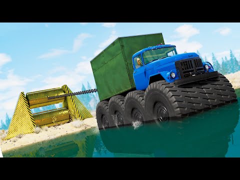 Giant Winch Сrushes Сars #11 - Beamng drive