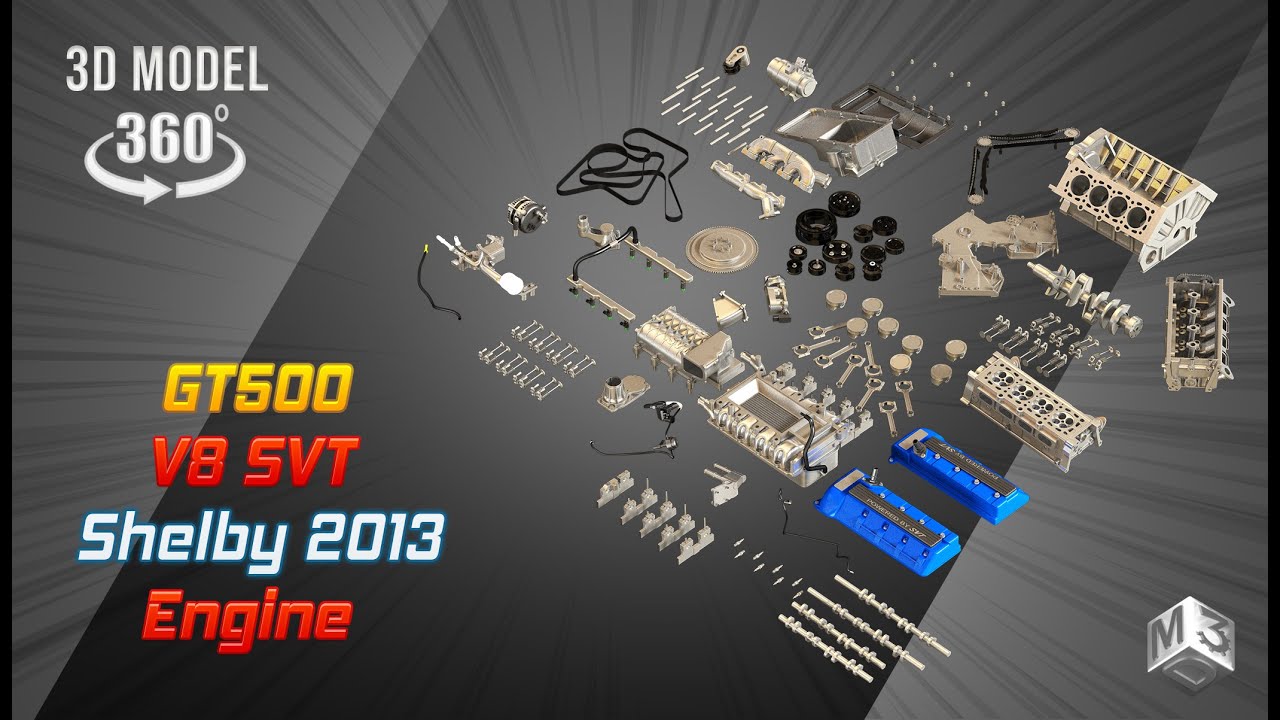 GT500エンジン - 分解したエンジン 3Dモデル