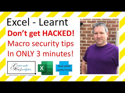 Excel VBA macro security, and other useful tips
