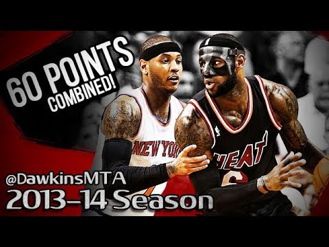 Masked LeBron James vs Carmelo Anthony NASTY Duel 2014.02.27 - Melo With 29, LBJ With 31!