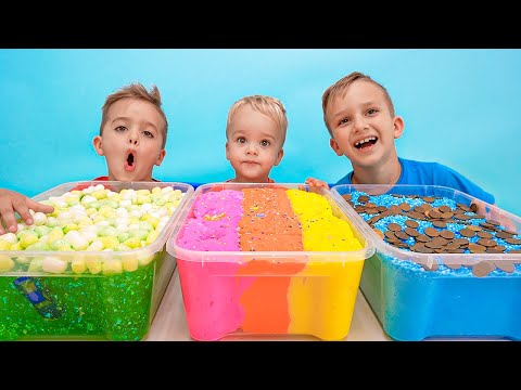 Mamá organizó un divertido y misterioso desafío para Vlad y Niki