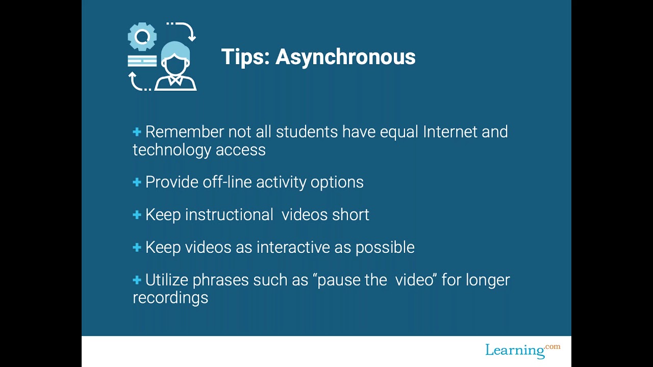 Advice for Asynchronous Learning in Online Environments