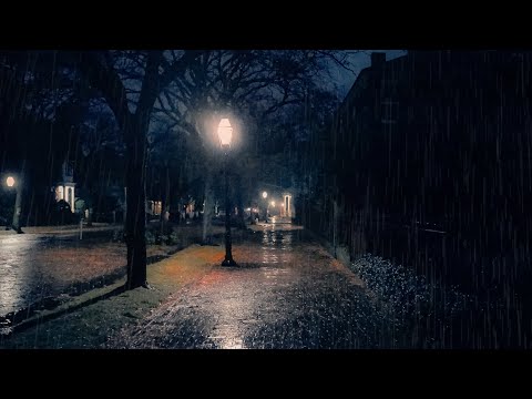 3AM Rain Walk - Salem, Massachusetts (4K) | Binaural Rain on Umbrella (The Night Before Halloween)