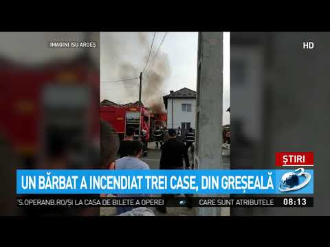 Un bărbat a incendiat trei case, din greşeală