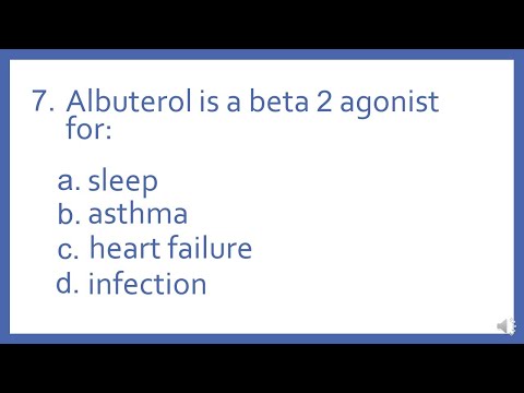 Top 200 Drugs Practice Test Question - Albuterol is a beta 2 agonist for (PTCB PTCE NAPLEX NCLEX)