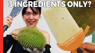 EASY Durian Ice-Cream + opening a durian for the 1st time!