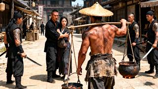 Street thugs pick the wrong target—a pot-mending vendor is a kung fu master, sweeping the scene!