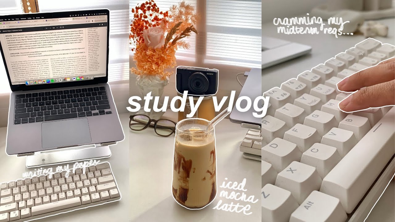study vlog 📝🎧 productive days post midterms, writing my research paper, reset vlog, my at-home cafe