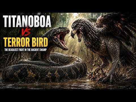 Titanoboa vs Terror Bird: The Deadliest Fight in the Ancient Swamp