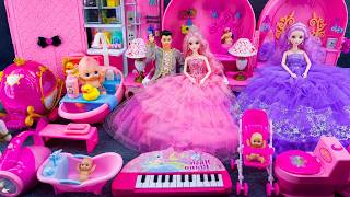 21 Minutes Satisfying Unboxing Barbie Pink & Purple Princess Family Playset ASMR