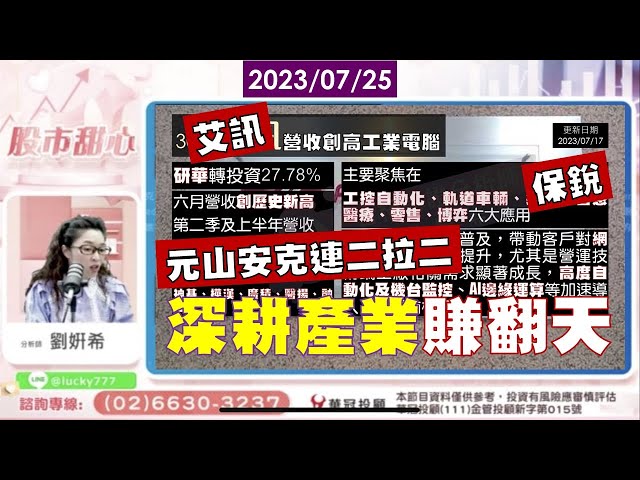 07/25【甜心盤後影音】元山、安克連二拉二，深耕產業賺翻天！