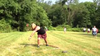 Nikita puts the 10lb stone in her first Highland games