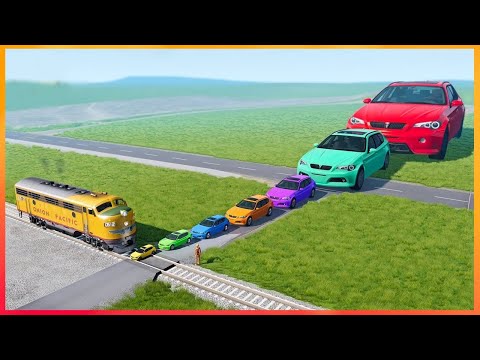 Carros Pequenos e Grandes Vs Trem - #beamngdrive