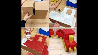 Come realizzare un trenino 🚂 di Natale fai da te con del cartone 📦 riciclato 🎄