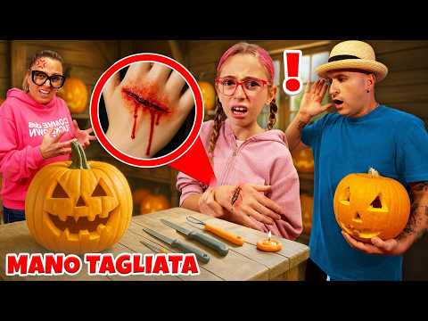 GIORGIA SI FA MALE MENTRE INTAGLIA LA ZUCCA DI HALLOWEEN CON PAPÀ SALVO DI NASCOSTO DA MAMMA CINZIA!