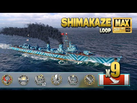 Destroyer Shimakaze: 9 ships destroyed on map Loop - World of Warships