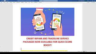 CREDIT REPAIR/ TRADELINES NOW AVAIL FOR IMMEDIATE SCORE BOOST! FREE CARE CREDIT HACK DIY INCLUDED!