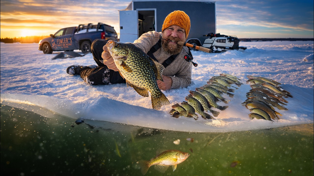 48 hr Minnnesota Ice Catch & Cook Crappy Walleye Bluegill- Ep. 5 On the Ice Season 2 The Road Trip