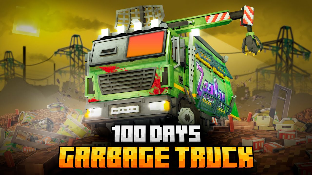 100 DAYS ON A GARBAGE TRUCK IN THE TRASH APOCALYPSE IN MINECRAFT!