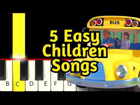5 Easy Children Songs - Slow and Easy Piano Tutorial - Beginner