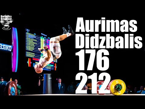 Aurimas Didzbalis (94kg Lithuania) 176kg Snatch 212kg Clean and Jerk - 2017 weightlifting worlds