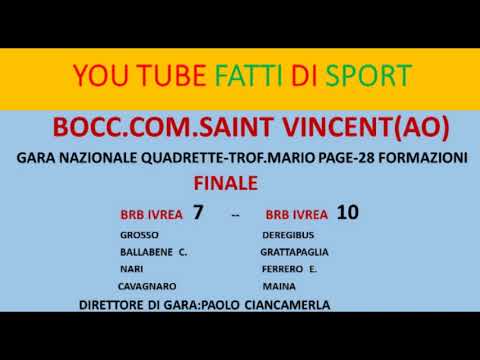 Bocce Gara Nazionale Quadrette Trofeo Mario Page : Risultato Finale