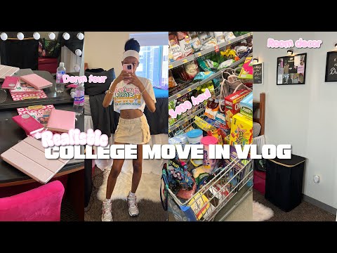 realistic college move in day: road trip, $400 grocery haul, deorating dorm + more