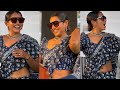 Meera Anil Unseen Latest Glamoures Saree Show Malayalam Anchor