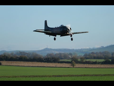 Large scale RC model Douglas A-1 Skyraider flight at Swindon Model Aero Club