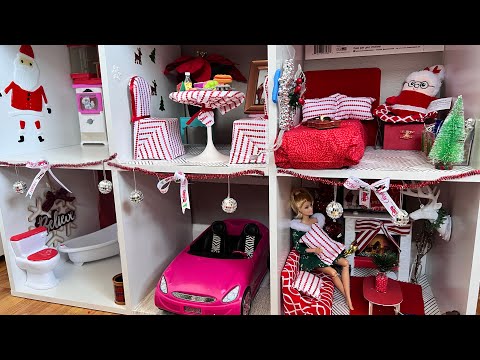 DECORATING + MAKING BARBIE'S 8-ROOM CHRISTMAS MANSION/ BARBIE'S DREAM CHRISTMAS HOUSE