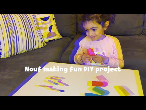 Nouf making DIY project for kids - Ice cream color sorting activity | نوف تسوي ايسكريم بالورق 🍦
