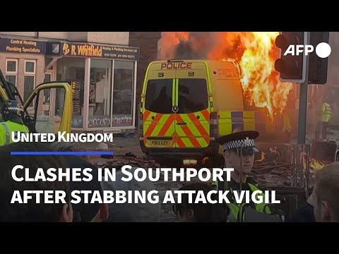 Clashes break out in Southport, UK, after vigil held for knife attack victims | AFP