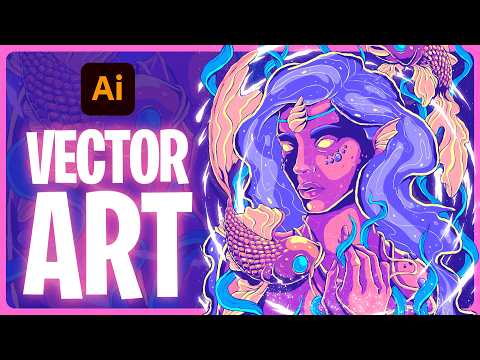 Drawing Zodiac Signs - Turning Sketch into Vector in Adobe Illustrator - Pisces Illustration