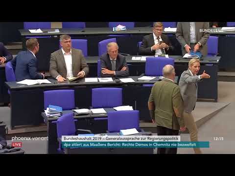 AfD-Fraktion verlässt Bundestag bei Rede von Johannes Kahrs, SPD, am 12.09.18