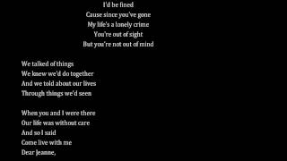 Tom Scullin Lyrics (Music Lost):  "Dear Jeanne"