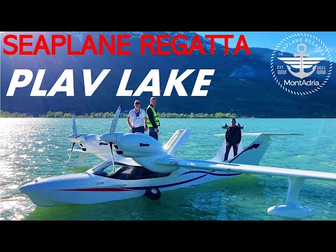 L.145 and L-44M2 SeaBear seaplane amphibian water landing in Montenegro on the glacial lake 906m MSL