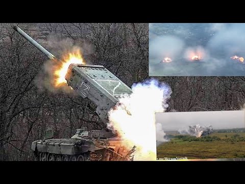 ???? Ukraine  - Fierce Firepower Of The Russian TOS-1A Heavy Flame Thrower System Captured On Camera