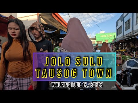 Jolo Sulu Tausog town Walking tour into the city 4K video/60fps