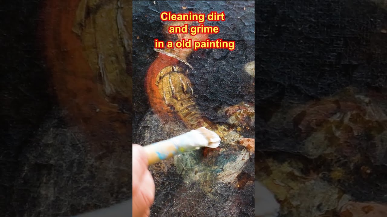 Technik in Cleaning dirt from a painting #art #artrestoration #short #fineartconservation