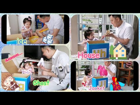 Gracelyn and Dad open mystery boxes to learn alphabet ( F to J )