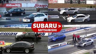 SUBARU vs. MITSUBISHI Drag Race Compilation