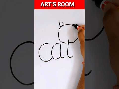 How to draw a cat with word cat #shorts #youtubeshorts #artsroom