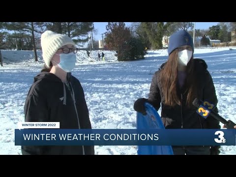 Snow conditions in Norfolk on Chesapeake Blvd