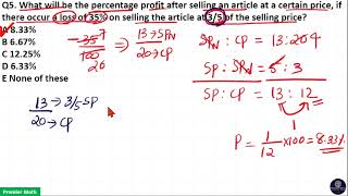 What will be the percentage profit after selling an article at a certain price, if there occur a los