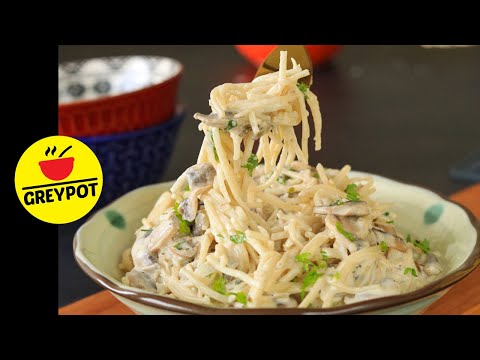 Mushroom Spegatti No Cheese No Maida | Creamy Butter Garlic Mushrooms | Veg Recipes